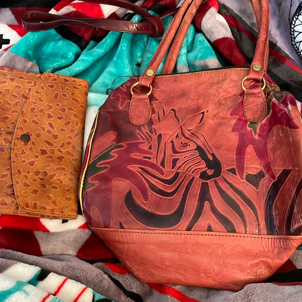 Leather zebra bag